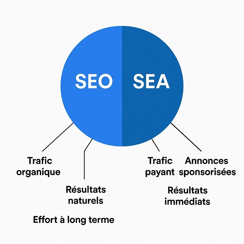 SEO vs SEA visuals - quick and easy to understand